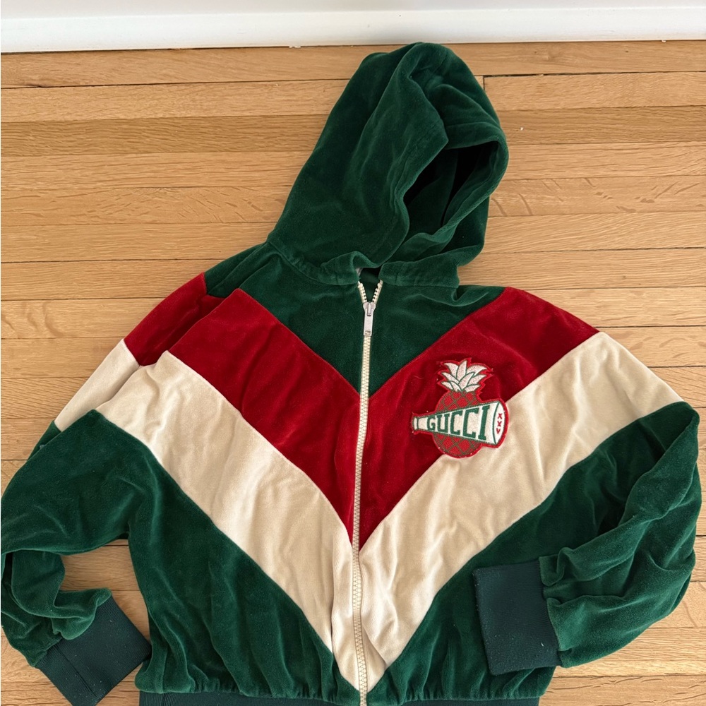 Gucci Green and Red Hooded Jacket
